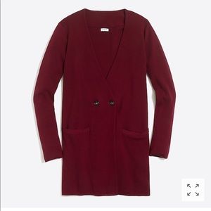 J.Crew collarless long sweater. 2-button blazer